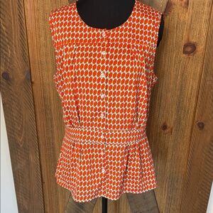 Banana Republic Sleeveless Top Orange & White with Yellow
